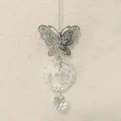 【匿名配送】水引 サンキャッチャー 蝶 チャクラカラー 白