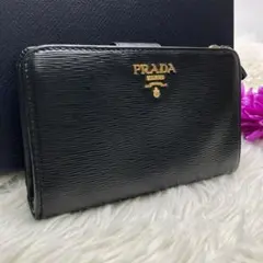 【美品】プラダ ヴィッテロムーブ 二つ折り財布　L字ファスナー　 ブラック