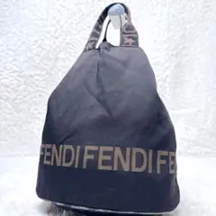 FENDI フェンディ ロゴライン ハンドバッグ トート キャンバス レザー 黒のサムネイル