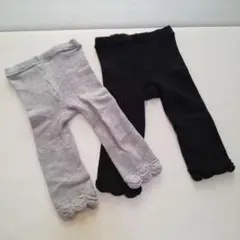 【2枚セット】ニットレギンス 80 ユニクロ フリル 10分丈