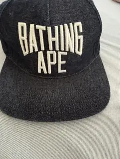 A BATHING APE BAPE デニム キャップ ロゴ刺繍 ネイビーのサムネイル