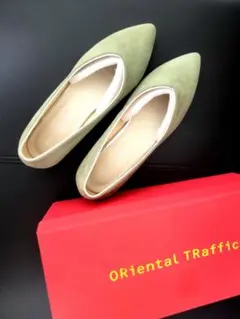 ORiental TRaffic グリーン ポインテッドトゥパンプス　23cm