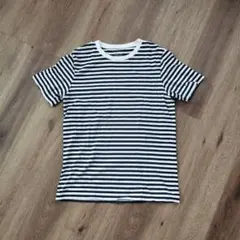 無印良品ネイビー×ホワイトのストライプTシャツ sizeS