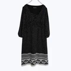 リフレクト ドット柄ワンピース ノルディック シフォン 七分袖 きれいめ