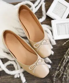 パンプス リボン バレエシューズ