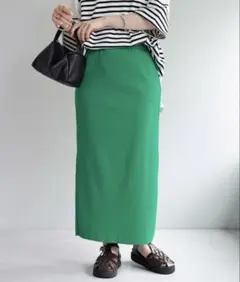 【大人気】discoat リブカット ナロースカート グリーン Fサイズ