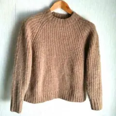 【ユニクロ】ローゲージモックネックセーター ベージュWomen'sМ