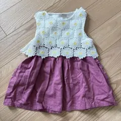 petit main 花柄ワンピース 80