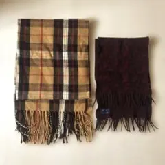 チェック柄と幾何学模様のマフラーセット