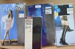 ATSUGI 網タイツS-Lサイズ ブラック＋膝下丈タイツ 4足セット