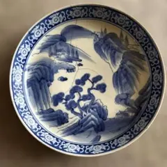 古伊万里　染付 大皿 富士山 松 牡丹 直径約46cm 飾り皿 古伊万里 染付 大皿 富士山 松 牡丹 直径約46cm 飾り皿 - メルカリ