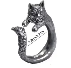 カ*ェ様 猫デザイン シルバー色 リング 1.8cm
