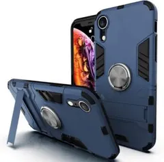★ iPhone XR ケースリング 耐衝撃 リング付き 青 F20 546