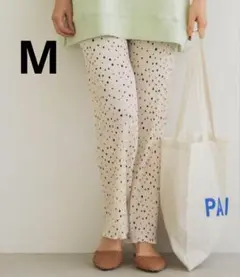 coca コカ 楊柳ドットプリーツゆるレギンスパンツ M　ホワイト