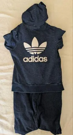 adidas ダークブルー フード付きジャージ セットアップ 長袖、長ズボン