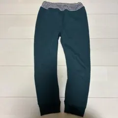 ダークグリーン ロングパンツ ストライプウエストバンド