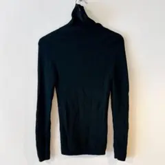 無印良品　婦人　洗えるウールハイゲージリブタートルネックセーター　L ブラック