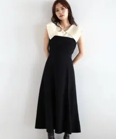 11万 TOME 黒 Vネック ワンピース ミディ ロング S - メルカリ