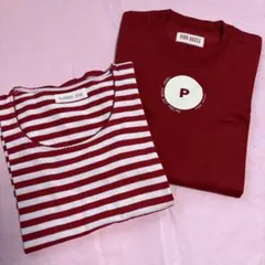 カネコイサオストライプ 長袖Tシャツとピンクハウスの長袖Tシャツ二枚セット