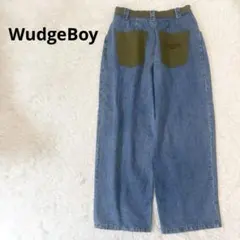 WudgeBoy ワイドデニムパンツ Mサイズ ロゴ刺繍 バイカラー 綿100%
