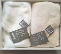 Feel& フェイスタオル2枚セット ホワイト ベージュ　今治タオル