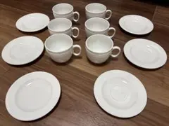【新品未使用】シンプル 白い食器 カップ＆ソーサー 6客セット 来客用 カフェ風
