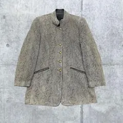 90's vintageレトロ総柄レザージャケット 豪華金ボタン ペイズリー柄