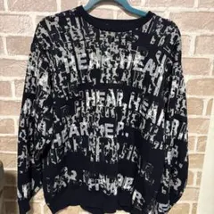【AZUL】 BY MOUSSY ロゴ総柄ニット セーター ネイビー Lのサムネイル