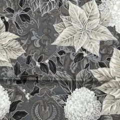 71117 ポインセチア　シルバー　紫陽花　輸入生地　ロバートカフマン