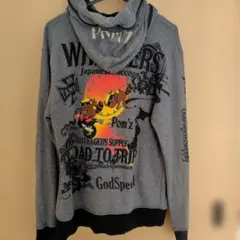 POMS BROTHERS グレー フルジップパーカー Lサイズ