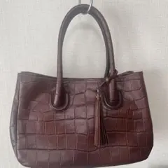 ダークブラウン クロコ型押し トートバッグ ウンガロ