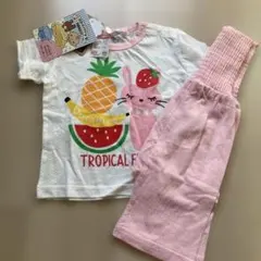 サイズ80 女の子　こだわりパジャマ 腹巻き付き　フルーツ柄ピンク　定価968円のサムネイル