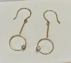 K18 ダイヤモンド 5石ゆらゆらピアス ハートアンドキューピッドH&C CGS