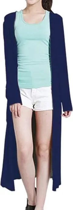 カーディガン レディース uvカット ロングカーディガン 薄手 ネイビー フリー