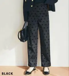 【タグ付き新品】ベースメントオンライン フロッキードットパンツ ブラック XS