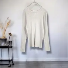 グローバルワーク◎リブニットセーター M トップス　クルーネック　プルオーバー