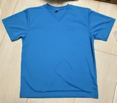 無地 Vネック Tシャツ ターコイズブルー