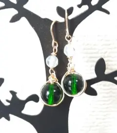 グリーンクォーツとウォーターメロンジェイドのピアス