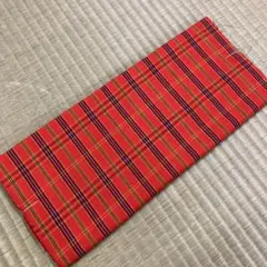 【匿名配送】格子柄 ウール 着物 反物 未使用 レトロ アンティーク オレンジ