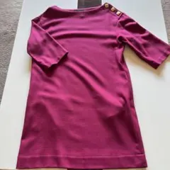 MOGA ピンク ボタン付きひざ丈ワンピース