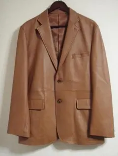 美品 L 羊革 ラムレザー GRANDLY テーラード ジャケット 茶
