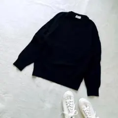 メンズ　ニット　Ｖネック　ウールマーク　毛100% 黒　ブラック