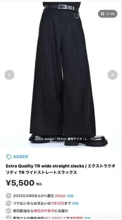 【ほぼ新品】ADRER エクストラクオリティ TR ワイドストレートスラックスのサムネイル