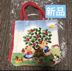 未使用　ファミリア　シェニール織　バッグ 美品 ファミリア バッグ シェニール織 ダックスフンド柄 犬柄
