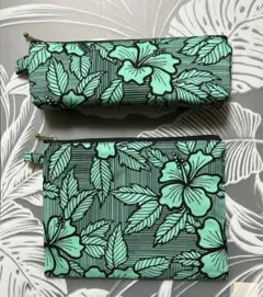 ペンケース＆ペタンコポーチ2点セット ハンドメイド　ハワイアン　ハイビスカス