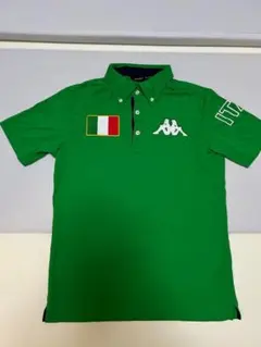 Kappa ゴルフウェア 半袖ポロシャツ グリーン 国旗ワッペン ロゴ刺繍