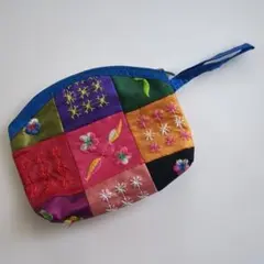 パッチワーク刺繍ポーチ エスニック 13cm✕15cm -