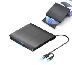 外付けDVD/CDドライブ (USB 3.0 & Type-C対応) ブラック