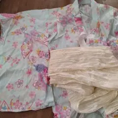 花と蝶のプリント浴衣と帯　おび工房　120