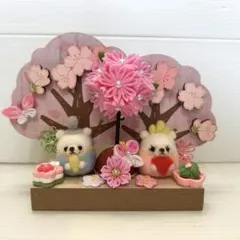 ひな祭り 桜の木とフェルト飾り